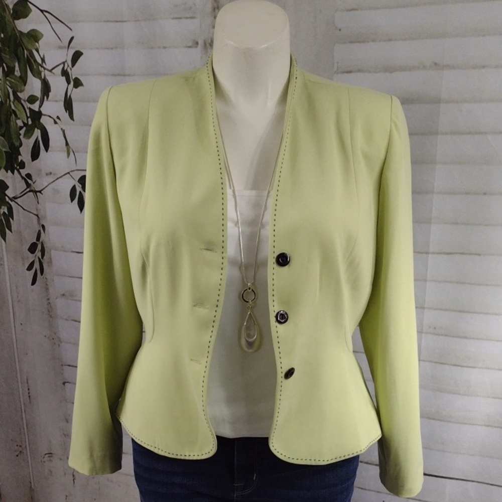 Danny & Nicole Green With Navy Trim Blazer Size 16P